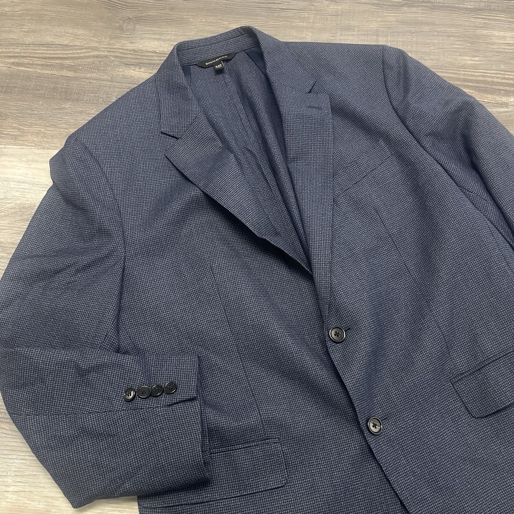 Banana Republic Blazer Mens 44R Blue Houndstooth Smart Weight Performance Wool